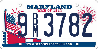 MD license plate 9BM3782