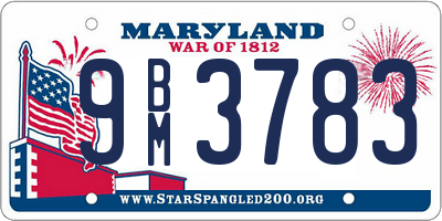 MD license plate 9BM3783