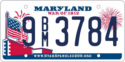 MD license plate 9BM3784