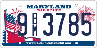 MD license plate 9BM3785