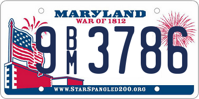 MD license plate 9BM3786