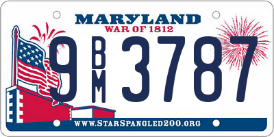 MD license plate 9BM3787