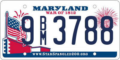 MD license plate 9BM3788