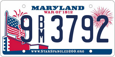 MD license plate 9BM3792