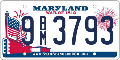 MD license plate 9BM3793