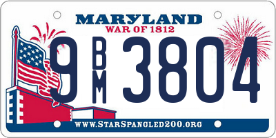 MD license plate 9BM3804