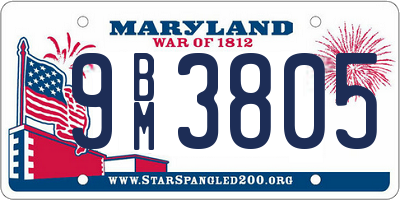 MD license plate 9BM3805