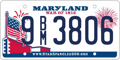 MD license plate 9BM3806