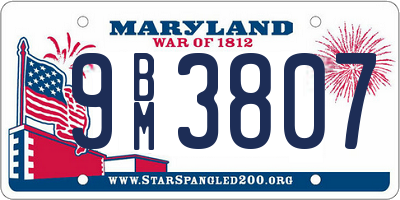 MD license plate 9BM3807