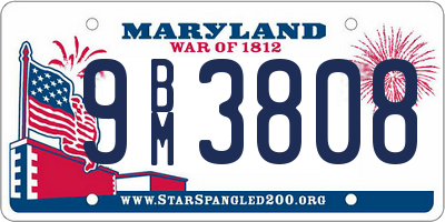 MD license plate 9BM3808