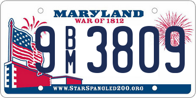 MD license plate 9BM3809