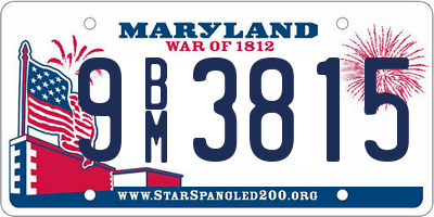 MD license plate 9BM3815