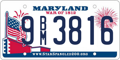 MD license plate 9BM3816