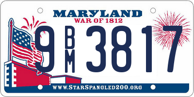 MD license plate 9BM3817