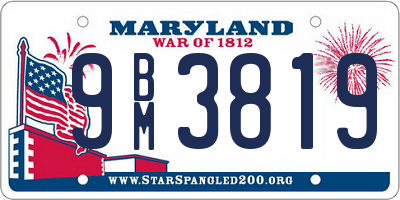 MD license plate 9BM3819