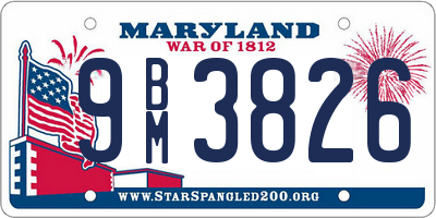 MD license plate 9BM3826