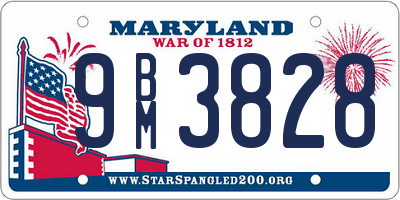 MD license plate 9BM3828