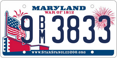 MD license plate 9BM3833