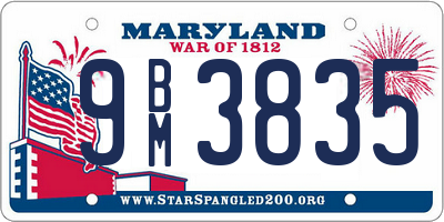 MD license plate 9BM3835