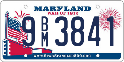 MD license plate 9BM3841