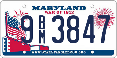 MD license plate 9BM3847