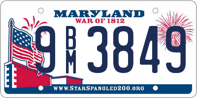 MD license plate 9BM3849