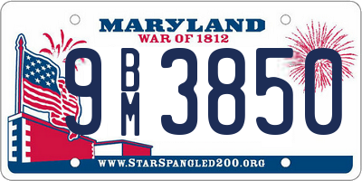 MD license plate 9BM3850