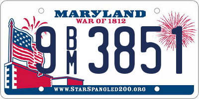 MD license plate 9BM3851