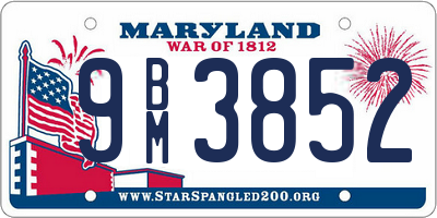 MD license plate 9BM3852