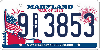 MD license plate 9BM3853