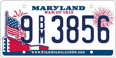 MD license plate 9BM3856