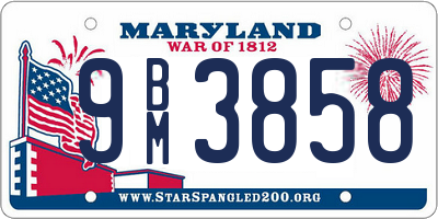 MD license plate 9BM3858