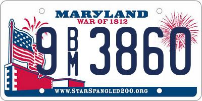 MD license plate 9BM3860