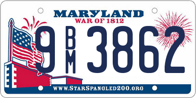 MD license plate 9BM3862