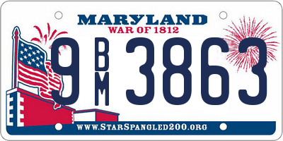 MD license plate 9BM3863