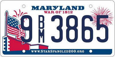 MD license plate 9BM3865