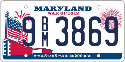 MD license plate 9BM3869