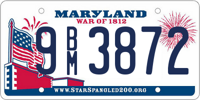 MD license plate 9BM3872