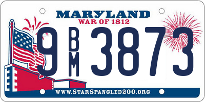 MD license plate 9BM3873