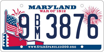 MD license plate 9BM3876