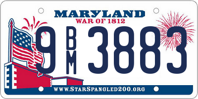 MD license plate 9BM3883