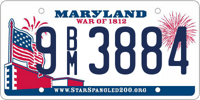 MD license plate 9BM3884