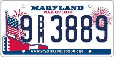 MD license plate 9BM3889