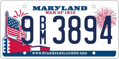 MD license plate 9BM3894