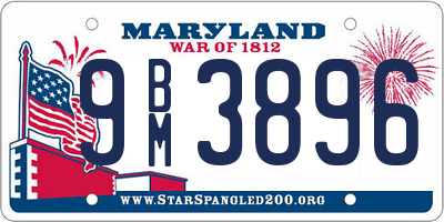 MD license plate 9BM3896