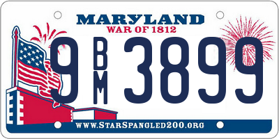 MD license plate 9BM3899