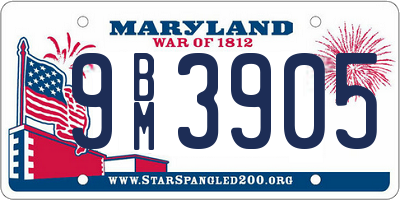 MD license plate 9BM3905