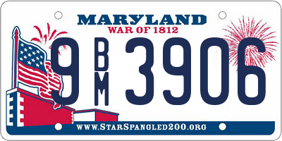 MD license plate 9BM3906