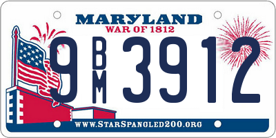 MD license plate 9BM3912