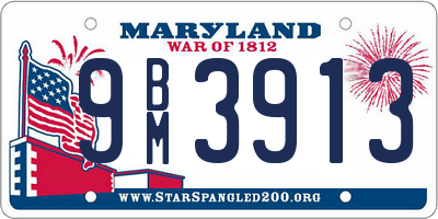 MD license plate 9BM3913